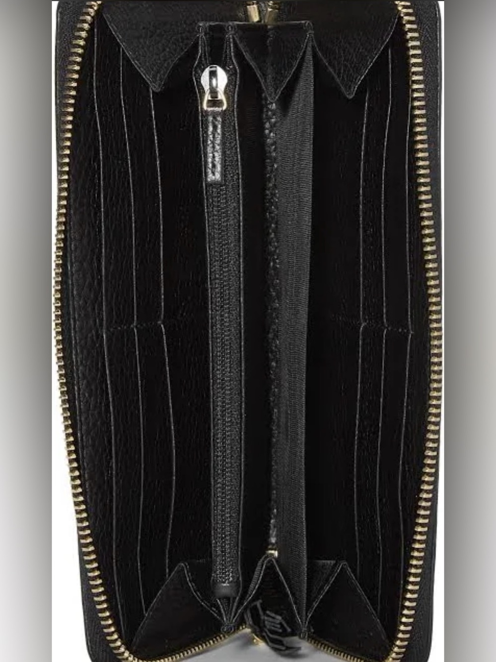 Gucci Black Pebbled Leather Zip Card Wallet with Gold Hardware - Picture 3 of 6